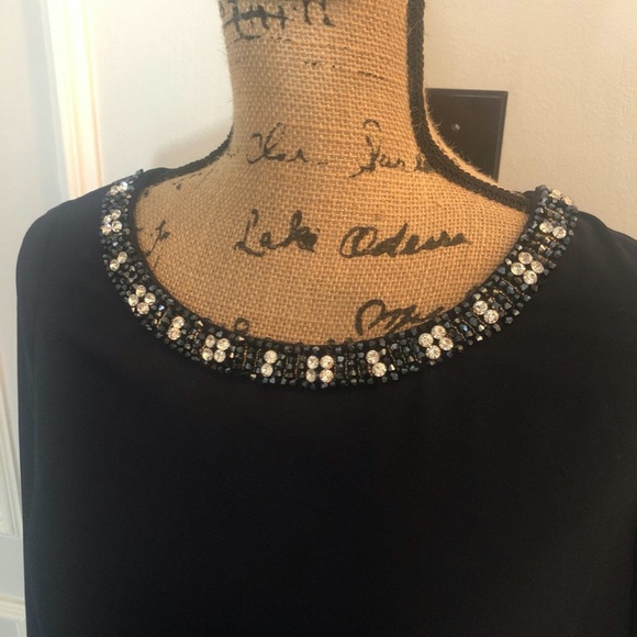 NWOT Navy Ruffle Rhinestone Blouse - Picture 5 of 6